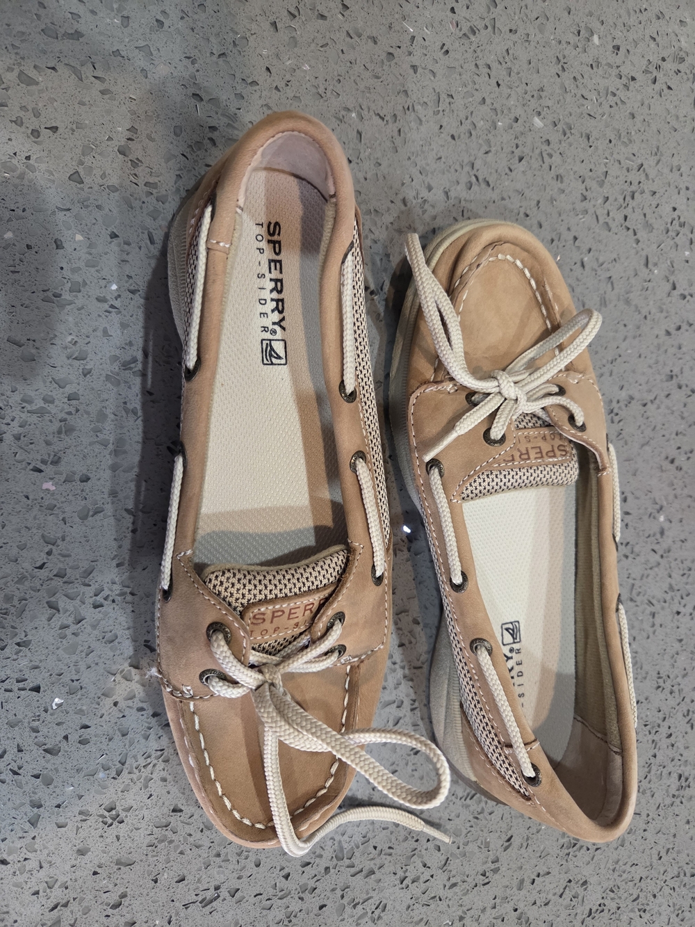 Sperry Kids Tan Boat Shoes with Cream Laces